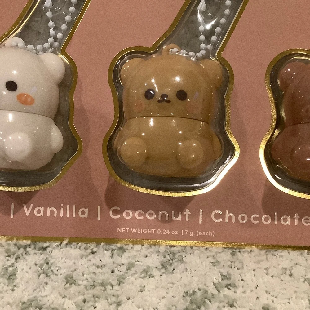Beary Cute Flavored Lip Balm Trio Bear Keychains Set NWT 3x .24 oz - Picture 5 of 16
